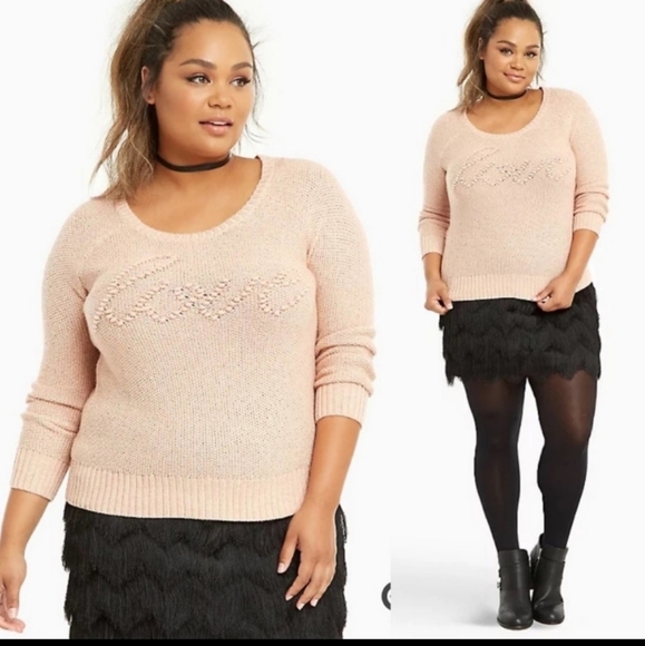 Torrid Love Sweater Womens Plus Size 2X Pink - Picture 1 of 1